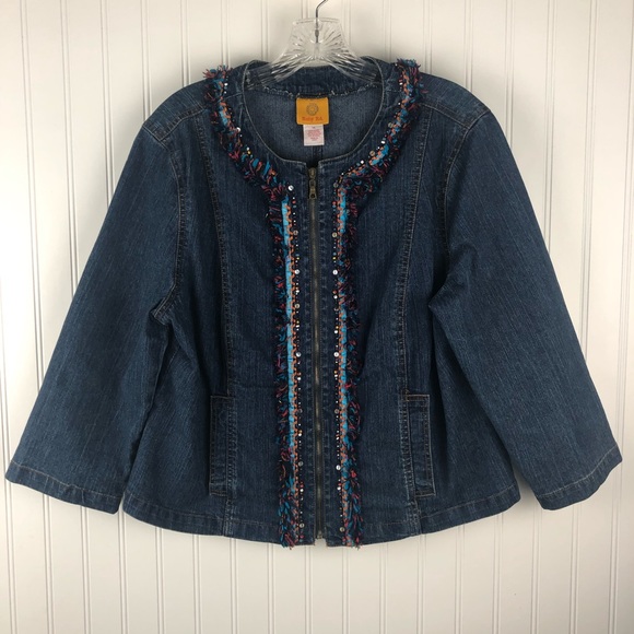 Ruby Rd. Jackets & Coats Ruby Rd Denim Jacket Confetti Zipper Front
